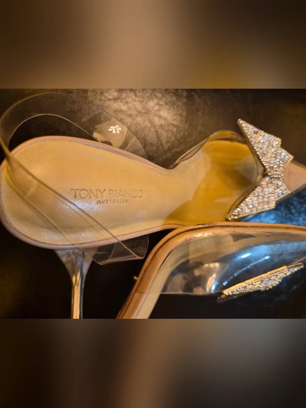 Tony Bianco Clear PVC Slingback Heel with Crystal Star Accent
